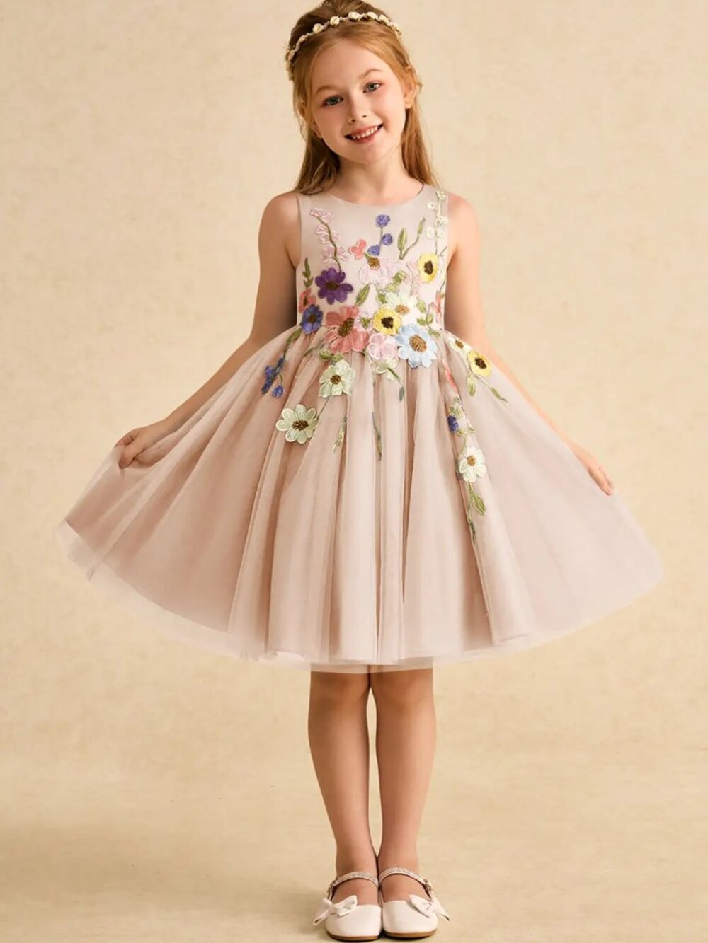 Azazie Prima English Rose A-Line Bow Tulle Dress Size 7